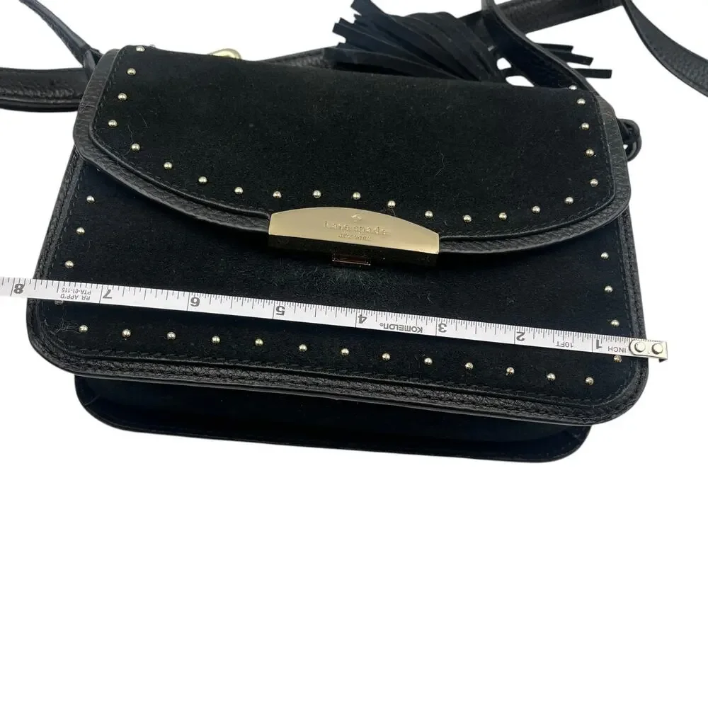 Kate Spade Crossbody Bag West Street Kenway Suede Tassel Charm Black